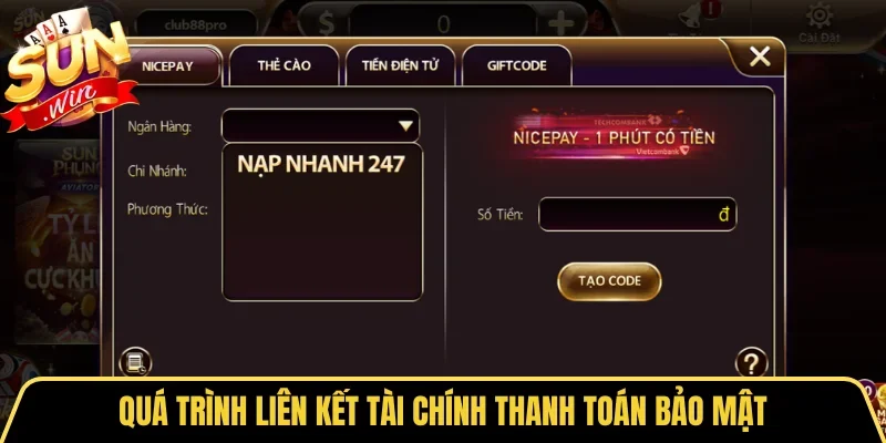 Quá trình liên kết tài chính thanh toán bảo mật
